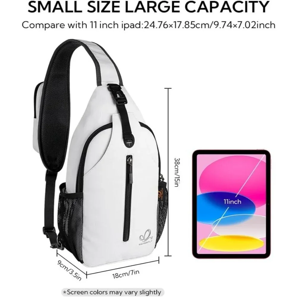Men White-black Crossbody Sling Backpack Sling Bag Travel Hiking Chest Daypack
